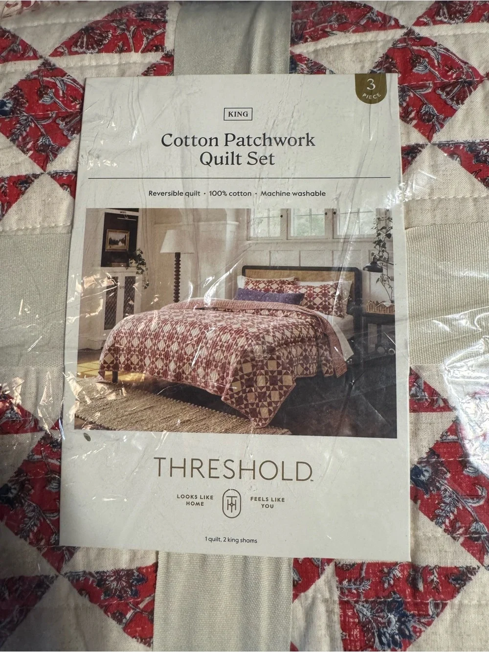 Full/Queen Patchwork Quilt Set Red - Threshold